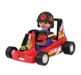 Igráček závodník s motokárou - červená