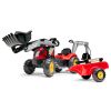 Falk Šlapací traktor Vintage 2058N s lžící, bagrem a přívěsem, červený