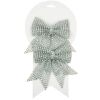 Mašle vánoční stříbrná s kamínky 2ks, 12cm