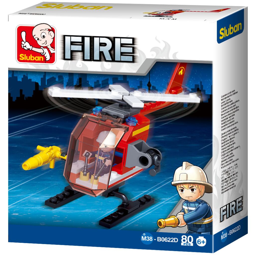 Sluban Elicottero Piccolo Antincendio - Set Di Costruzioni Con 77 Pezzi, Compatibile Con Altri Mattoncini, Multicolore - 4