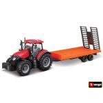 Bburago Farm 10cm Tractor with Trailer - Case IH Optum CVX 300 with Low Loader Trailer