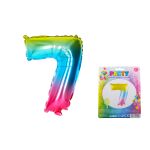Balónek nafukovací - číslo 7 duhový
