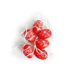 Vajíčko dekorační plastové červené 6 cm, 6ks v organza sáčku