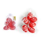 Vajíčko dekorační plastové červené 6 cm, 6ks v organza sáčku