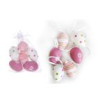 Vajíčko dekorační plastové malované 6 cm, 6ks v organza sáčku