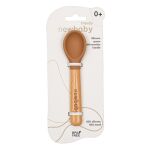 Lžička silikon-dřevo New Baby karamelová 14cm