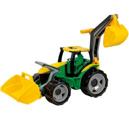 Traktor se lžící a bagrem, zeleno žlutý, 107cm