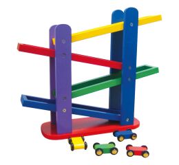 Autodráha dřevěná s autíčky 4ks