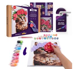 OKTO Malba a 3D modelování obraz "Kočka s květinovou korunkou" 30x40 cm