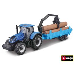 Bburago 10cm Farm tractor Gift Set - New Holland T7.315 HD with 3 trailers