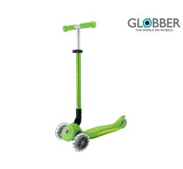 Globber Koloběžka dětská trojkolečková Plus - Primo Foldable Plus Lights V2 Apple Green svítící kole