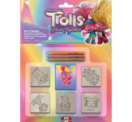 Razítková sada 5 razítek a 3 fixy Trolls