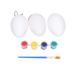 Vajíčka na vybarvení 5x8cm, 3 ks + barvy + štětec