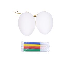 Vajíčka plastové na vybarvení 5x8cm, 2 ks + fixy