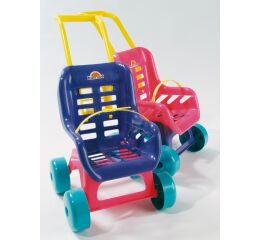 Kočárek pro panenky - růžový 48 cm