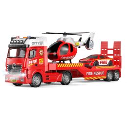 Auto hasiči tahač a helikoptéra s efekty set 55 cm