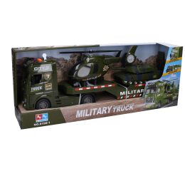 Auto tahač vojenský 55 cm a helikoptéra s efekty set