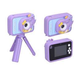 Dětský digitální fotoaparát silikonové pouzdro dino stativ - foto 48Mpx, video Full HD