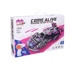 Stavebnice Auto růžové RC na dálkové ovládání 19 cm 323 dílků