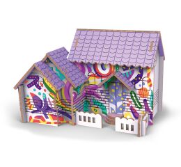 Puzzle 3D dřevěné dům s barvami