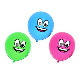 Balónek nafukovací 30cm - sada 10ks, obličej