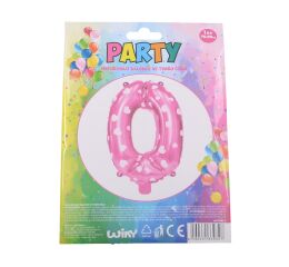 Balónek nafukovací - číslo 0 růžový