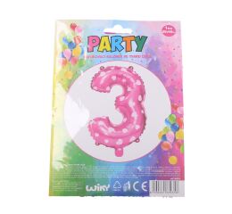 Balónek nafukovací - číslo 3 růžový