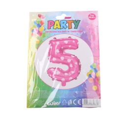 Balónek nafukovací - číslo 5 růžový
