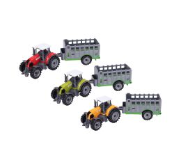 Traktor s ohrádkou kovový 19 cm