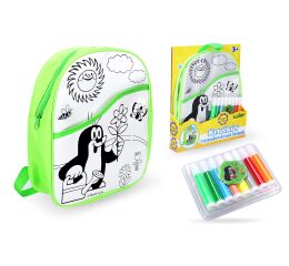 Batoh Krtek vymalovávací zelený 30 cm + 8 fixů