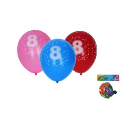 Balónek nafukovací 30cm - sada 5ks, s číslem 8