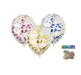 Balónek nafukovací 30cm - sada 5ks, s konfetami