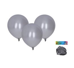 Balónek nafukovací 30cm - sada 10ks, metalický stříbrný
