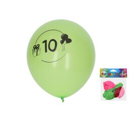 Balónek nafukovací 30 cm - sada 5ks, s číslem 10