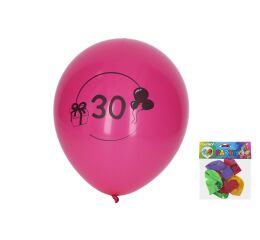 Balónek nafukovací 30 cm - sada 5ks, s číslem 30