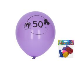 Balónek nafukovací 30 cm - sada 5ks, s číslem 50