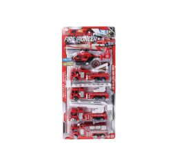 Hasičský set auto na zpětné natažení 17 cm 5 ks