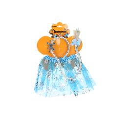 Set karneval - princezna modrá sukýnka s čelenkou