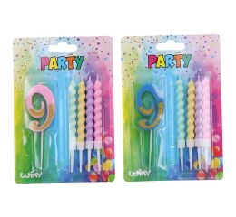 Párty svíčka číslo 9 + 4ks svíček
