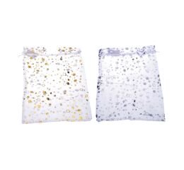 Sáček ORGANZA Hvězdy 17x23 cm Vánoce