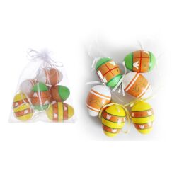 Vajíčko dekorační plastové malované 6 cm, 6ks v organza sáčku