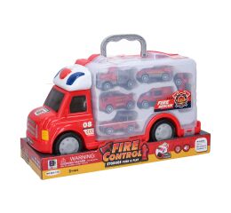 Auto hasičské s efekty a 6 malými auty 34 cm