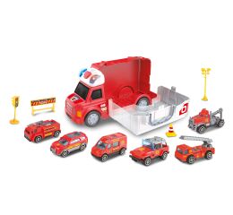 Auto hasičské s efekty a 6 malými auty 34 cm