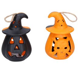 Dekorace Halloween dýně 11x6,5 cm svítící