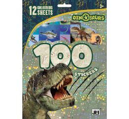 100 samolepek s omalovánkovými listy Dinosauři