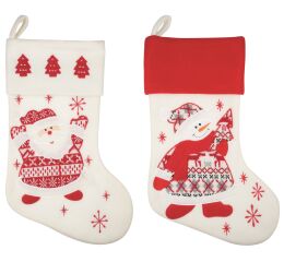 Punčocha filcová mikulášská 40 cm, bíločervená