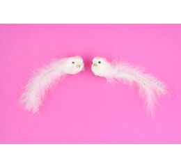 Ptáček plyšový na klipu 2 ks 14 cm, šampaň