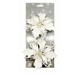 Poinsettie bílá 14 cm, 2 ks na klipu