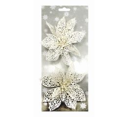 Poinsettie bílá 14 cm, 2 ks na klipu