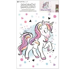 Samolepka na zeď, barevný jednorožec 42 x 60 cm